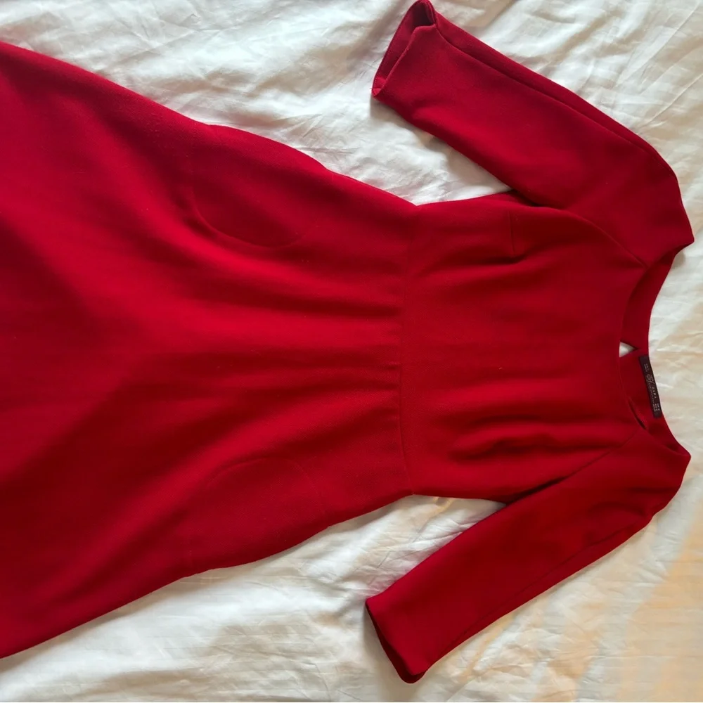 Zara Collection Red Open Back Fit & Flare Dress - Picture 2 of 7